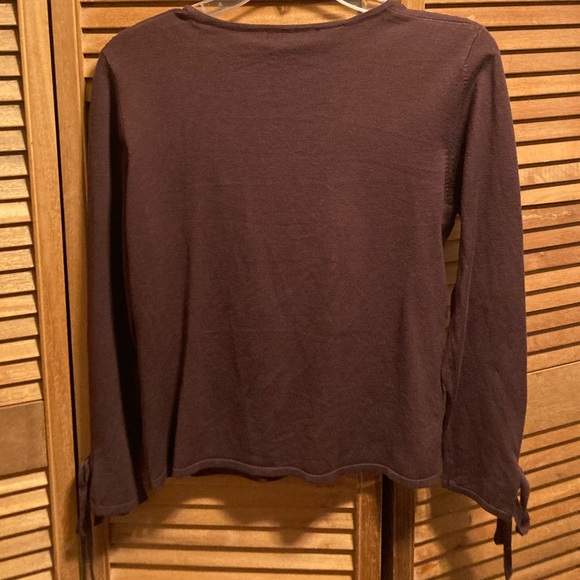 Twiga Brown V-Neck Cardigan with Ties on the Sleeves - Picture 11 of 14